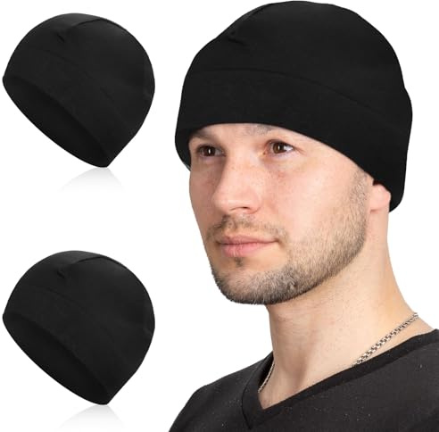 AOOSA 2 Pezzi Berretto Uomo Donna, Ciclismo Skull cap Casco Liner, Leggero Cotone Sportivo Cappello, Multifunzione Copricapo per la Corsa, Casco Moto, Casco Bici, Dormire
