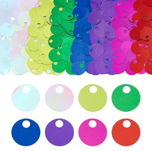 PH PandaHall 400 paillettes grandi da 20 mm, 8 colori, piatte e rotonde, per artigianato, cucito, creazione di gioielli, indumenti, ricami, Natale, compleanno, matrimonio, decorazione per feste