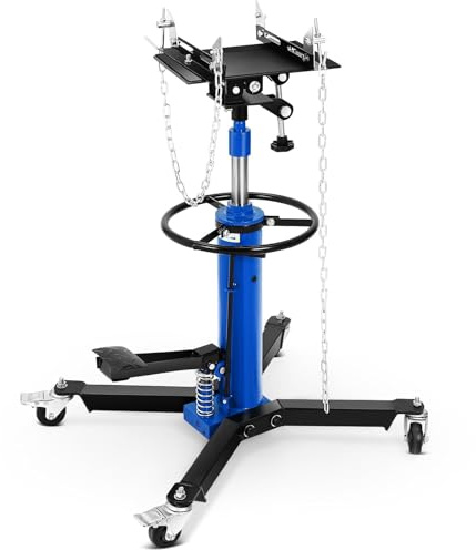 Transmission Jack, 1100 LBS Heavy Duty Hydraulic Telescoping Transmission Jack, 34-68 High Lift with Foot Pedal, 360° Swivel Wheels, Blue