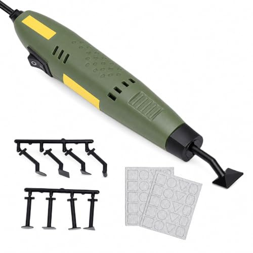 Fabater 12V 8000rpm Mini Pen Sander, Ergonomic Grip Power Sander med 8 Ersättningshuvuden och 2 Sandpapper, för Träpolering Rengöring Av Metallytor Gör-det-själv-slipning (EU)