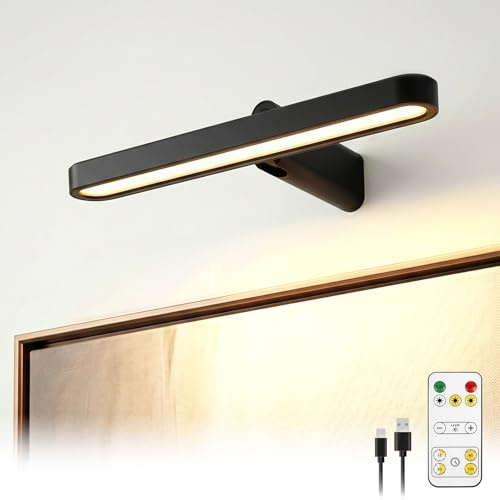 BrightArk Lampara Pared Sin Cable, 3600mAh Batería Luces de la Pared Con Control Remoto, Dimmable y 3 colores Temps, Luces de la Tabla de Dardos Dartboard, Negro