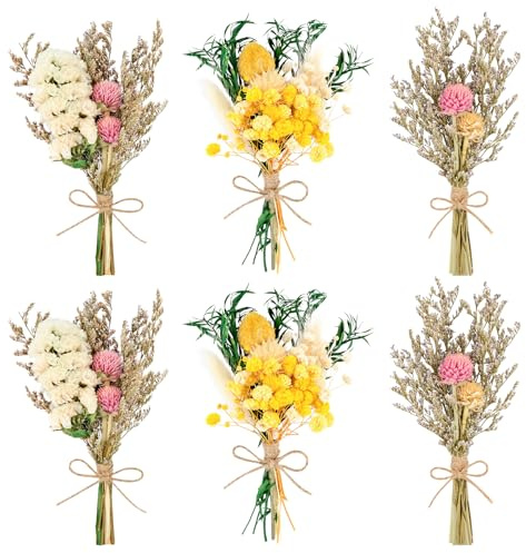 Gulxwis Mazzi di Fiori Secchi Non Ti Scordar di Me, 6 Pezzi Bouquet Fiori Secchi Naturali 8 10 cm, Fiori Secchi Decorativi per Bomboniere, Matrimonio, Casa, Regali e DIY