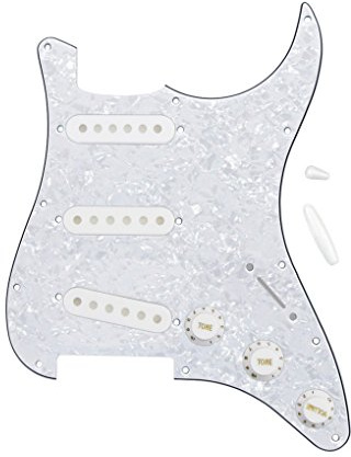 FLEOR SSS pickguard med 48/50/52 pickup cover/2T1V kontrollknopp tips för strratocaster gitarrdel 4ply, white pearl