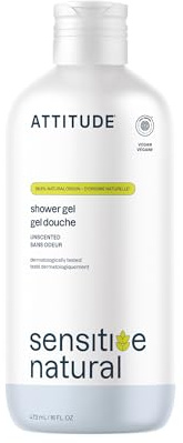 ATTITUDE Body Wash for Sensitive Skin, EWG Verified Shower Gel, Soothing Oat, Dermatologically Tested, Plant and Mineral-Based, Vegan Personal Care, Unscented, 473 mL