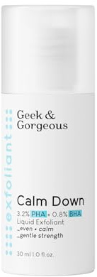 Geek & Gorgeous Calm Down 4% PHA + BHA Liquid - liquid exfoliant, gives healthy glow while soothing, protecting & hydrating skin - all skin types, 30ml