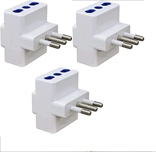 Set 3 Pezzi Adattatore Multipresa Tripla con 3 Prese 10A 16A e Spina Italiana 10A