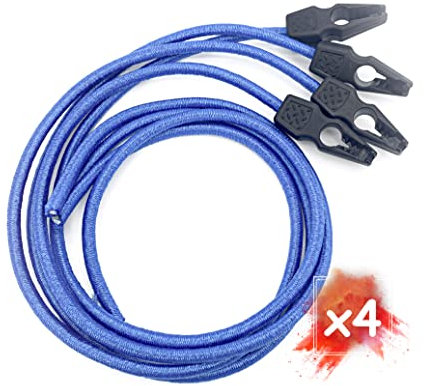 MAGMA 4 Cavi Elastici Regolabili di Chiusura Rapida per Piscina 75 cm, 8 mm di diametro, Corda Elastica di Fissaggio Saldi, Segnale V20, Portabiciclette, Campeggio Quick Clip(Blu)