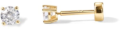 PAVOI 14K Gold Plated Solid 925 Sterling Silver Post Cubic Zirconia Stud Flat Back Earrings for Women | Cartilage Earring | Helix Piercing Jewelry | Small Stud Earrings for Women