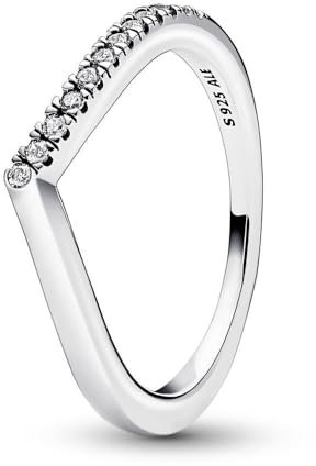 PANDORA Timeless Wishbone Halb Funkelnder Ring aus Sterling-Silber mit Cubic Zirkonia, Gr. 60, 192394C01-60