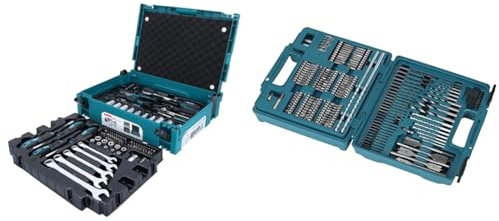 Makita E-11542 Mechaniker-Set mit Handwerkzeugen, im Makpac-Koffer, 87-teilig & E-11689 Bohrer-Bit-Set 256-tlg