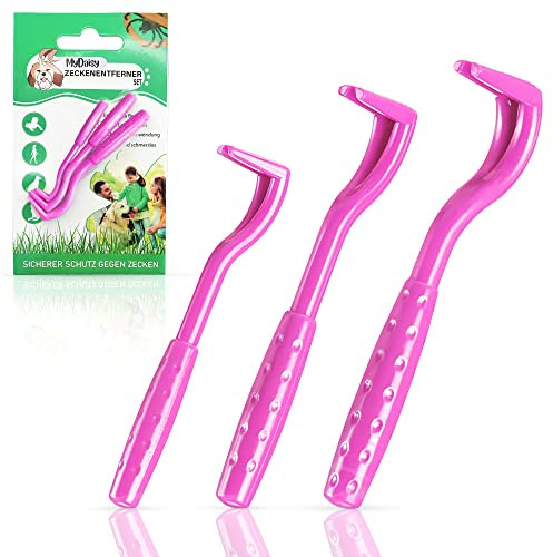 MYDAISY 3er-Set Zeckenzange für Hunde In 3 Verschiedenen Größen für alle Arten von Zecken von Klein bis Groß - Zeckenzange Mensch - Zeckenzange Katze - Zeckenhaken für Hunde - Zeckenzange für Katzen
