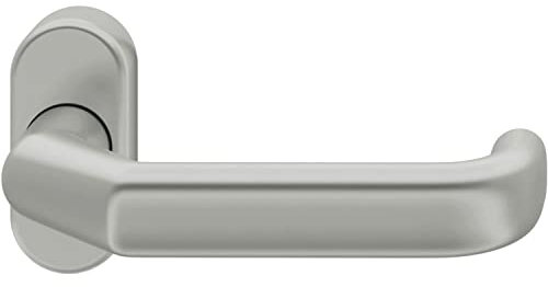 FSB Türgriff U-Form 060662 - Türdrücker gerichtet für 8mm Vierkant auf Rosette oval - Türklinke, Aluminium silber eloxiert