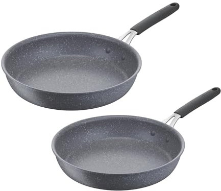 Lagostina Tempra® Mineral Bis 012163600002 - Sartenes de 24/28 cm, revestimiento mineral, antiadherente, seguro, fácil de limpiar, apta para inducción, 012163600002