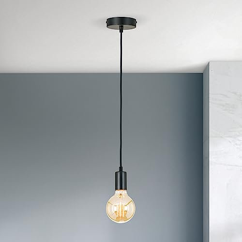 ORION LIGHTSTYLE lampada a sospensione con cavo in tessuto, per presa E27, 100 cm, nero