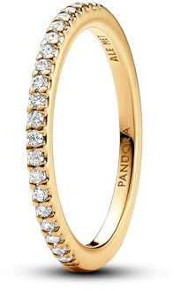 Pandora Timeless 14k guldpläterad evighetsring med glittrande rad och klar kubisk zirkonia