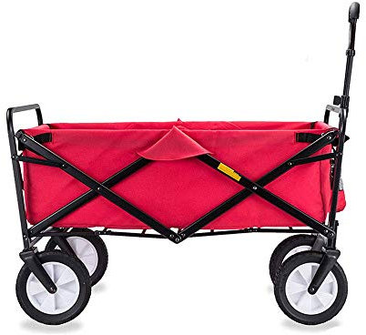 PromX Faltbarer Bollerwagen, Handwagen, zusammenklappbarer Wagen mit Sicherheitsgurt, Utility-Gartenanhänger, Transportwagen für Camping, Picknick, Haustiere, Angeln, Strand (A) (C)