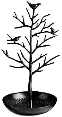 Schmuck-Aufbewahrungs-Organizer-Rack, Legierung, Vogel, Geldbaum, Schmuckständer, Ring, Ohrringe, Schmuck-Präsentationsständer, Schmuck-Aufbewahrungsregal zum Halten von Schmuck (Farbe: Schwarz,