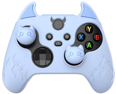 PlayVital Cute Demon Kawaii Funda de Silicona para Xbox Series X/S Control Accesorios Cubierta Linda Protectora Antideslizante con Tapas de Joysticks para Xbox Core Mando Inalámbrico(Azul)