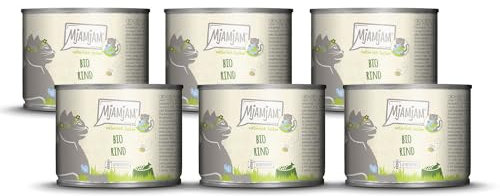 MjAMjAM – Premium Nassfutter für Katzen - natürlich lecker – Bio Rind, 6er Pack (6 x 200g), getreidefrei mit extra viel Fleisch
