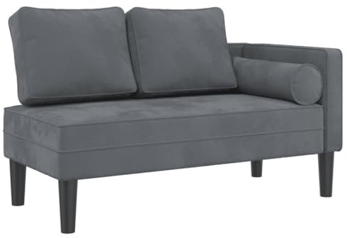 vidaXL Chaiselongue, Indoor Lounge Sofa mit Kissen, Gepolsterte Recamiere für Wohnzimmer Schlafzimmer Büro, Relaxliege Couch, Dunkelgrau Samt