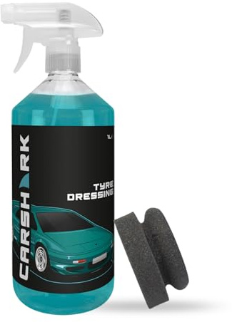 CARSHARK Tyre Dressing 1 Litre with 1 x Applicator Pad (Black), Deep Shine, UV Protection
