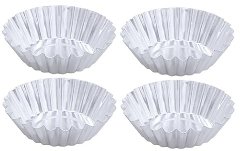 FUNOMOCYA 36pcs Aluminum Alloy Egg Tart Molds with Ripple Flower Shape