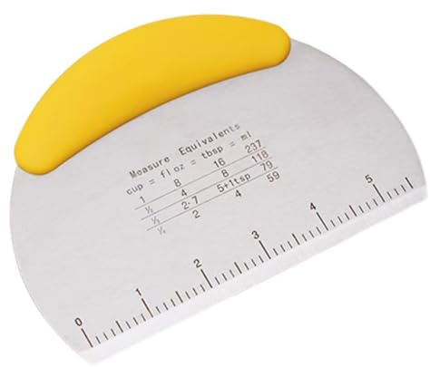 1 st degskrapa, degskärare med rostfritt stålblad av livsmedelskvalitet och PP-handtag, bakverksskrapa, 16 cm, gul, bakverksskärare