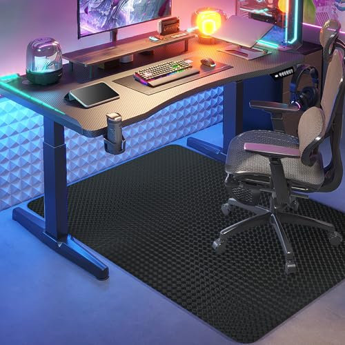 Vicwe Bodenschutzmatte Bürostuhl, 80 x 120 cm Gaming Bürostuhl Stuhlmatten, rutschfest und Einfach zu Reinigen, Stuhlmatte für Hartholzböden, Laminat, Parkett (Schwarz)