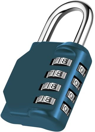 NAGE 4 Digit Combination Padlock: Coded Lock for Indoor Security & Outdoor Durability, Suitable for Gym, School Locker, Shed, Gate, Fence, Garage (Peacock Blue)