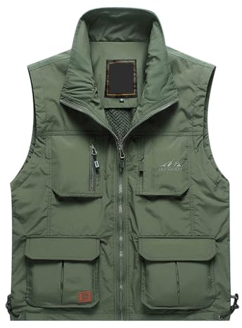 RUMAOZIA Gilet senza maniche, da uomo, estivo, da pesca, per attività all'aria aperta, con molte tasche, leggero, da lavoro, per il tempo libero, per la caccia, trekking, per il giornalista