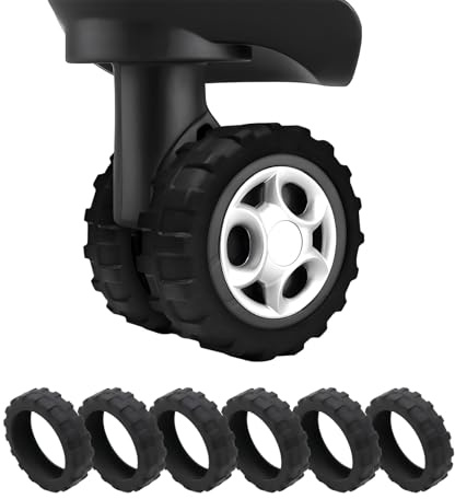 AmiCera Suitcase Wheel Protectors, 8 Pcs Off Road Luggage Wheel Covers, Luggage Accessories, Silicon Meterial Noise Reduction Anti Scratch, Suitcase Wheel Covers (Black, Small)