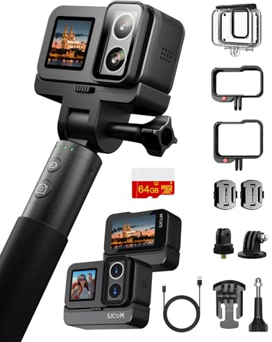SJCAM SJ20 Ultra 4K Dual Lens Action Camera, Night Vision Underwater Waterproof Camera for Diving & Snorkeling, 8H Long Battery Life, Super Stabilization, 154° Wide FOV, 8X Zoom, Low-Light Motion