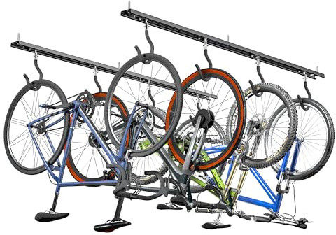 EVERHANGER Ceiling Bike Storage Racks for Garage, Indoor Bike Storage Hanger with Adjustable Bike Hooks for 4 to 8 Bikes