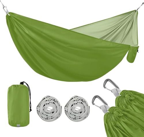 Olive Drab - Couleur unie - Vert uni - Capacité de 150 kg - Hamacs pour camping avec sangles d'arbre - Hamac de jardin pour l'extérieur, la plage, la terrasse, le jardin, les macas mexicanas de patio