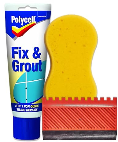 White Grout Repair Kit With 330g Tile Adhesive Tube, Grouting Tool Spreader, Cleaning Sponge, Joint Sealer, Whitener, Reviver Paste – Ideal for Bathroom Tile Fixes and Wall Surface Repairs