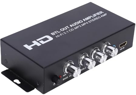 Tosuny Amplificateur Audio Bluetooth 2.1 Canaux, Puissance Stéréo 80 W X 2 avec Sortie Caisson de Basses et Entrées HDMI//AUX, Mini Récepteur D'ampli Hi-FI pour Home Cinéma, PC de (Prise UE)