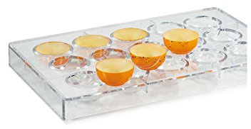 Martellato Clear Polycarbonate Chocolate Mold, Bowl 40mm Diameter x 18.5mm High, 15 Cavities