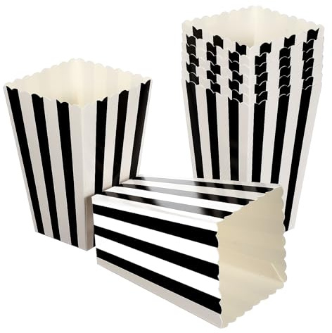 24pcs Popcorn Boxes Containers Cartons Paper Popcorn Bags White Box