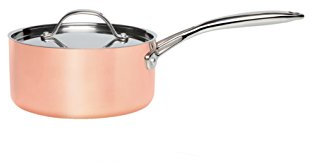 Stanley Rogers Kochtopf Ø 16 cm mit Deckel Copper TRI-PLY, hochwertige Edelstahl-Kasserolle mit Antihaftbeschichtung, für Ceran-, Gas-, Elektro-, Induktionsherde, Menge:1 Stück