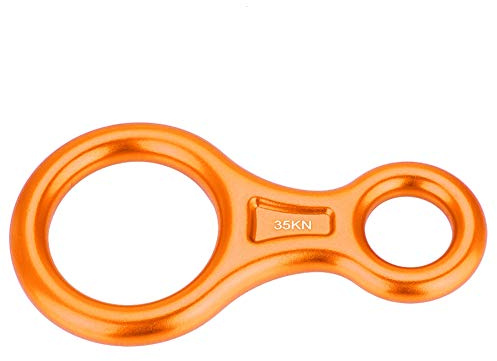 Bnineteenteam Descensor de Velocidad de Escalada 8 35KN, Aleación de Aluminio Figura 8 Placa de Calaje de Descenso para Descenso Recordatorio(Naranja) Herramienta de Escalada de Escalada