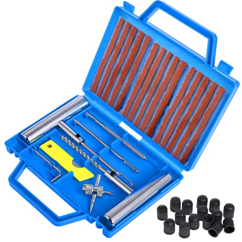 faburo 32pcs Kit per Riparazione Pneumatici, Moto Kit Ripara Pneumatici Gomme Professional Kit di Riparazione per Copertone Tubeless per la Riparazione di Forature