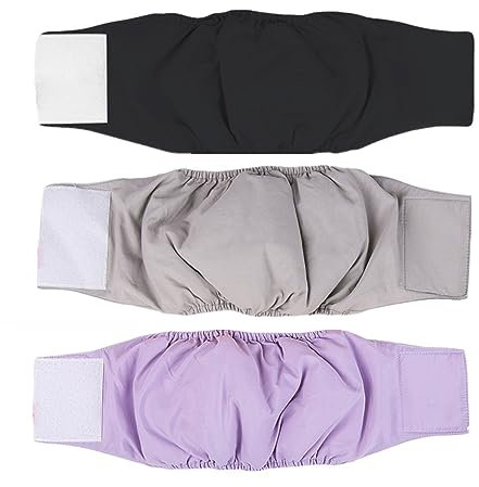 Amaliy Waschbare Hundewindeln (3-er Packung) - Männliche Hund Windeln Hunde Bauchband (M(Taille: 42-50cm))