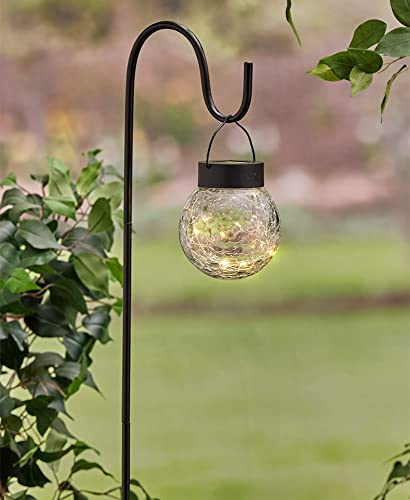 Solar Powered Glass Crackle Ball Garden Stake Light - White