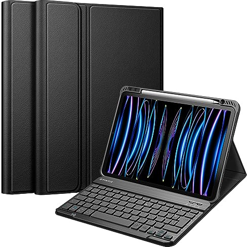 FINTIE Tastatur Hülle für iPad Pro 11 2022 (4. Generation)/ iPad Pro 11 2021(3. Generation)/ 2020/2018, Keyboard case mit magnetisch Abnehmbarer Deutscher Tastatur mit QWERTZ Layout, Schwarz