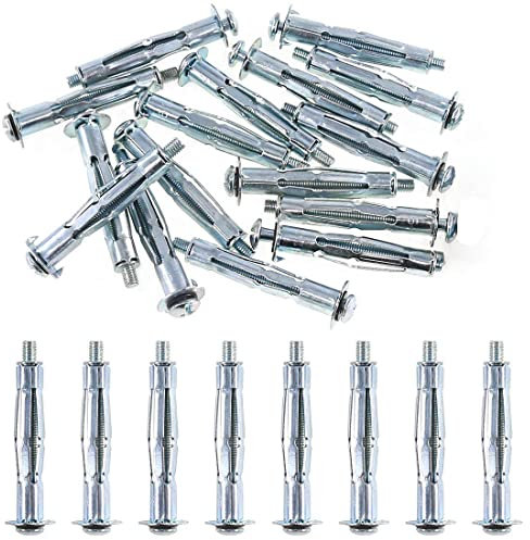 HREDZEO Heavy Duty Hollow Wall Anchors, 30 Pcs M4 x 38mm Metal Fixings, Carbon Steel, Silver