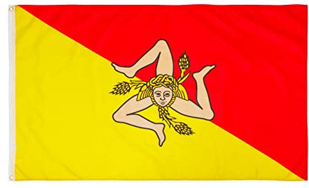 PHENO FLAGS Sizilien Flagge 90x150cm - wetterbeständige Fahne mit Messingösen, 100% Polyester, robuste Doppelnaht & in lebendigen Farben - ideal für Flaggen-Liebhaber