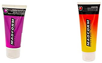 Madform Crema para Ayudar la Recuperación Muscular, de Forma Intensiva - 60 ml & Crema De Calentamiento Muscular - Efecto Calor, Naranja, 120 ml