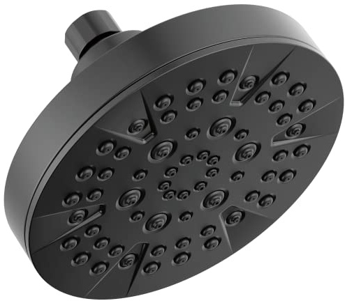 DELTA Faucet Faucet 5-Spray Matte Black Shower Head, DELTA Faucet Shower Head Black, Showerheads, Shower Head Black Matte, 1.75 GPM Flow Rate, Matte Black 52535-BL
