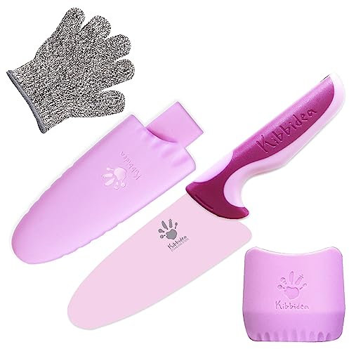 Kibbidea Kindermesser 3-teilige Kinder-Küchenmesser Set, Edelstahl, zum Schneiden und Kochen von Obst oder Gemüse, Kinder Messer ab 7 jahre