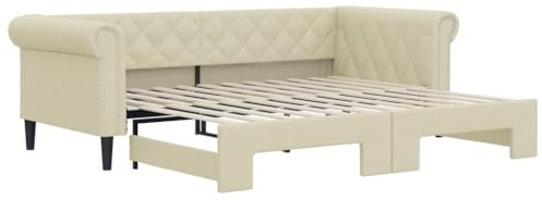 vidaXL Dagbädd utdragbar gräddvit 90x200 cm konstläder